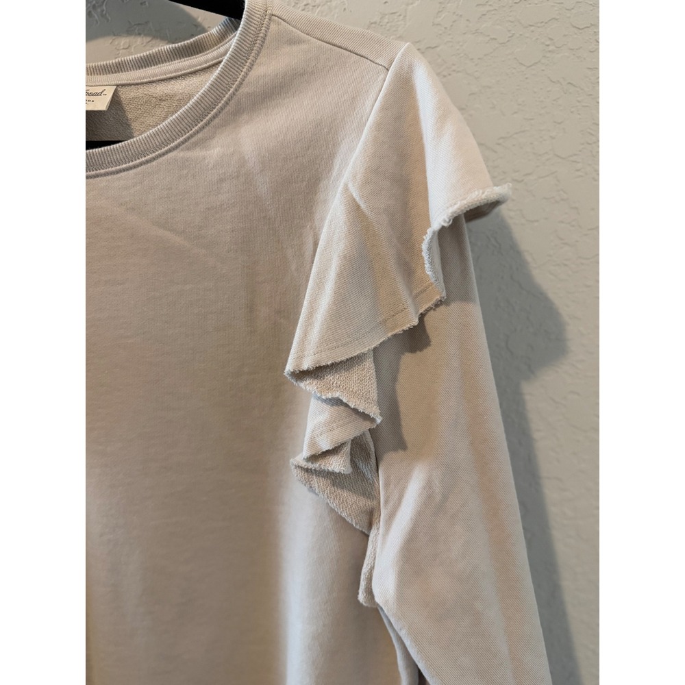 Universal Thread Ruffle Shoulder Balloon Sleeve Sweatshirt Beige Large - Picture 2 of 5